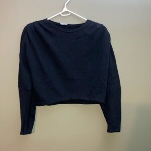 Zara Blue Boxy Crop Sweatshirt with Long Sleeves